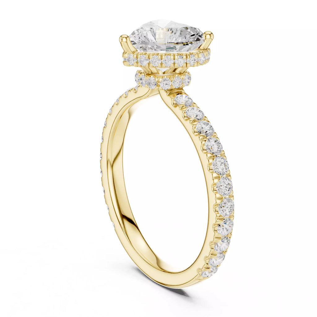 Pavé Solitaire Ring - Heart Cut
