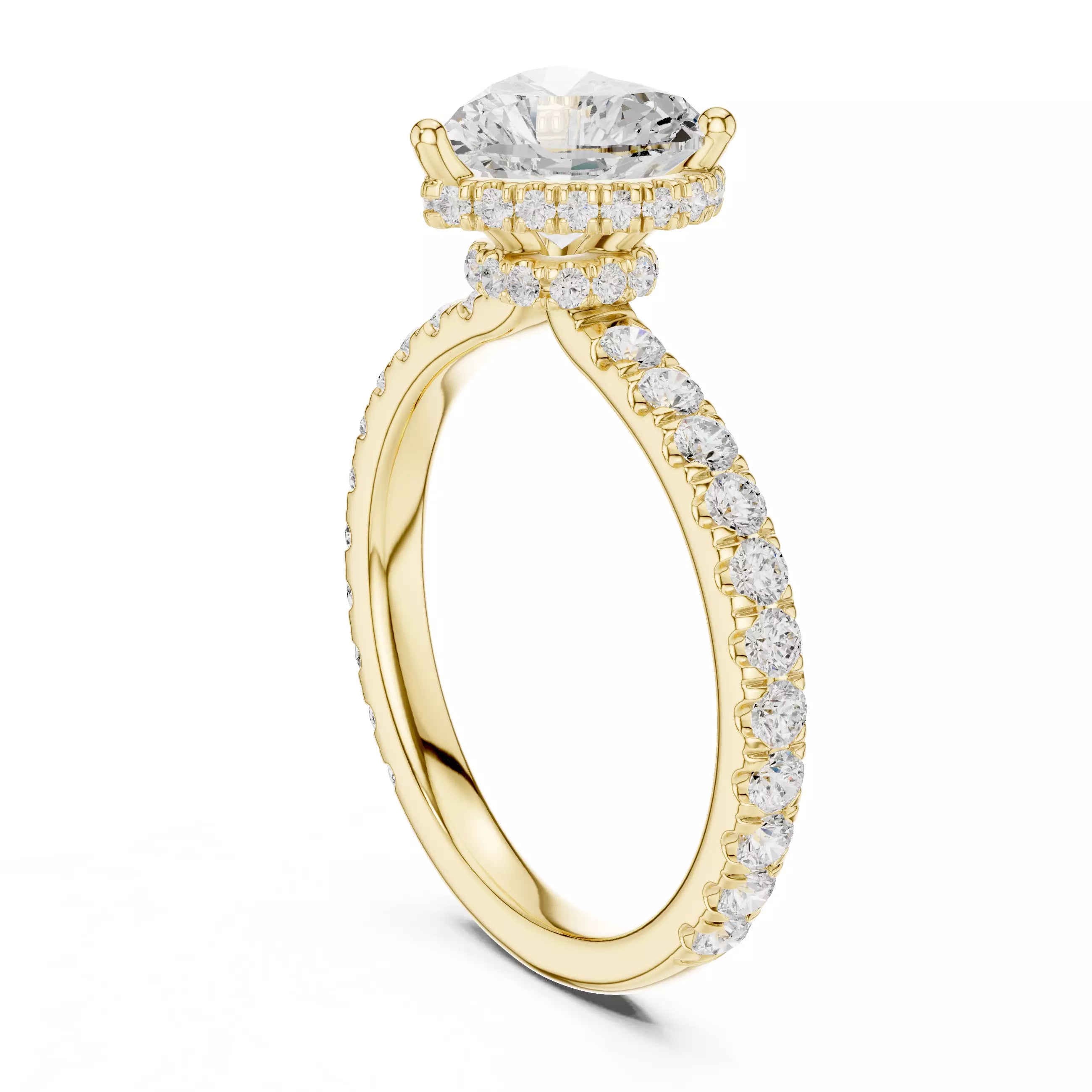 Pavé Solitaire Ring - Heart Cut
