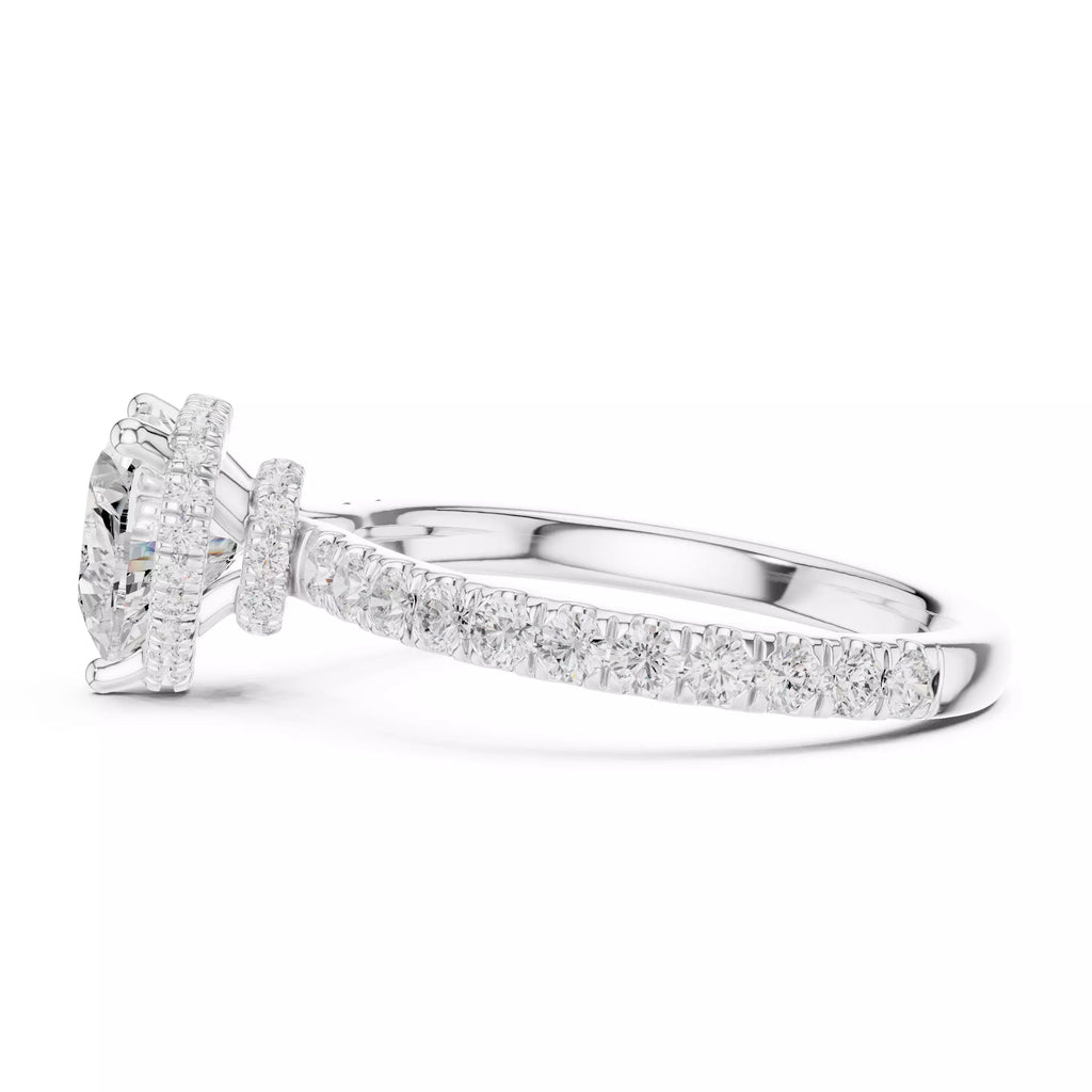 Pavé Solitaire Ring - Heart Cut