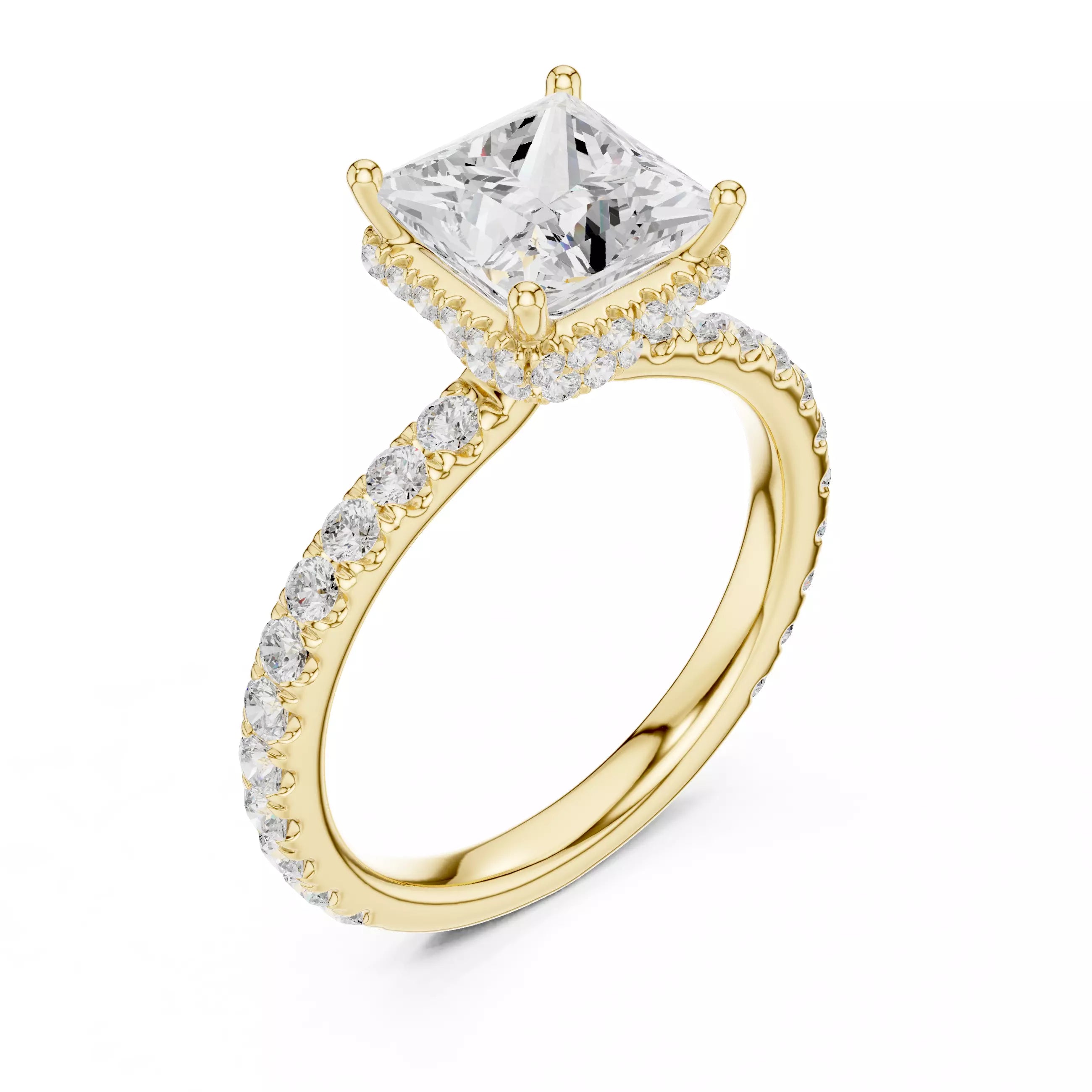 Pavé Solitaire Ring - Princess