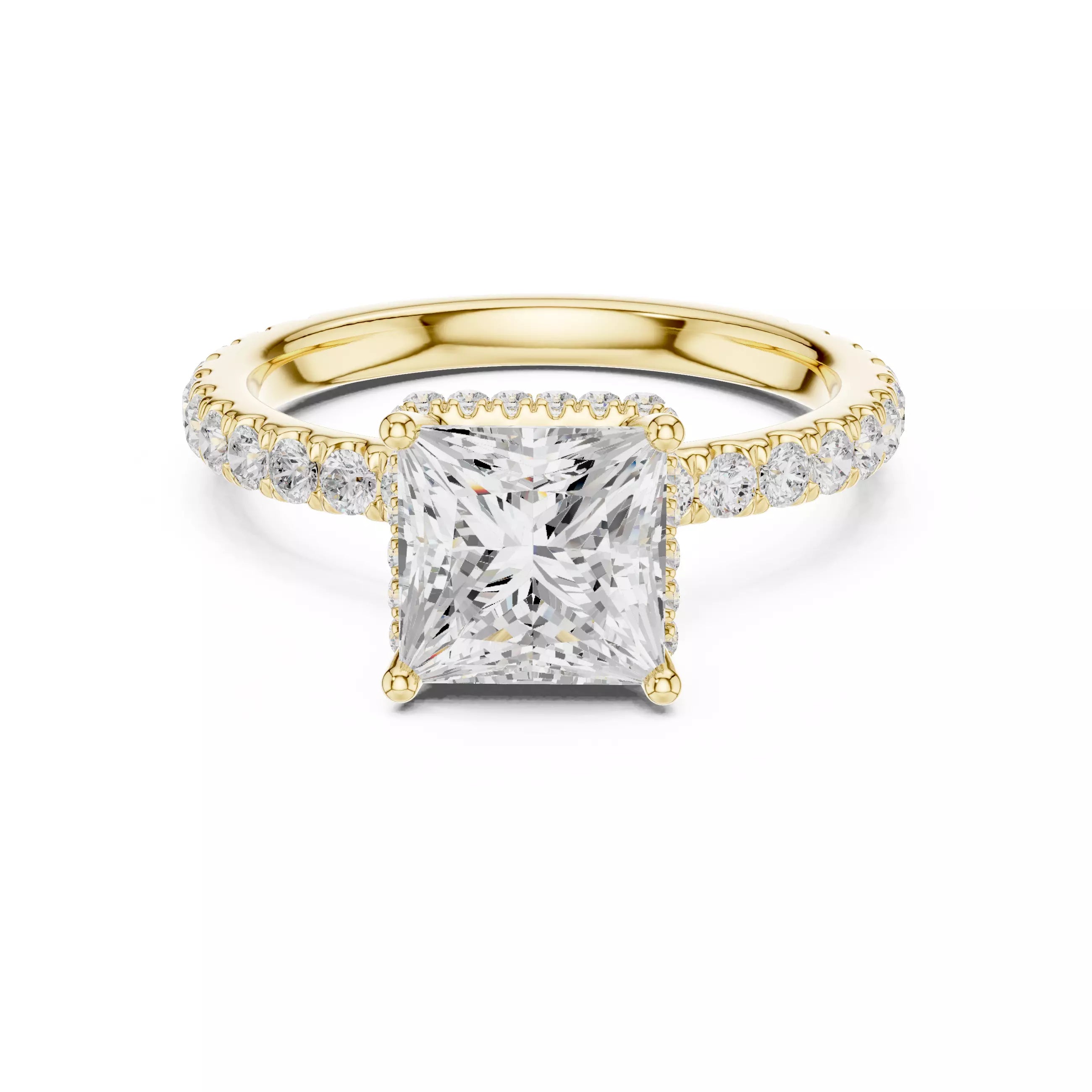 Pavé Solitaire Ring - Princess
