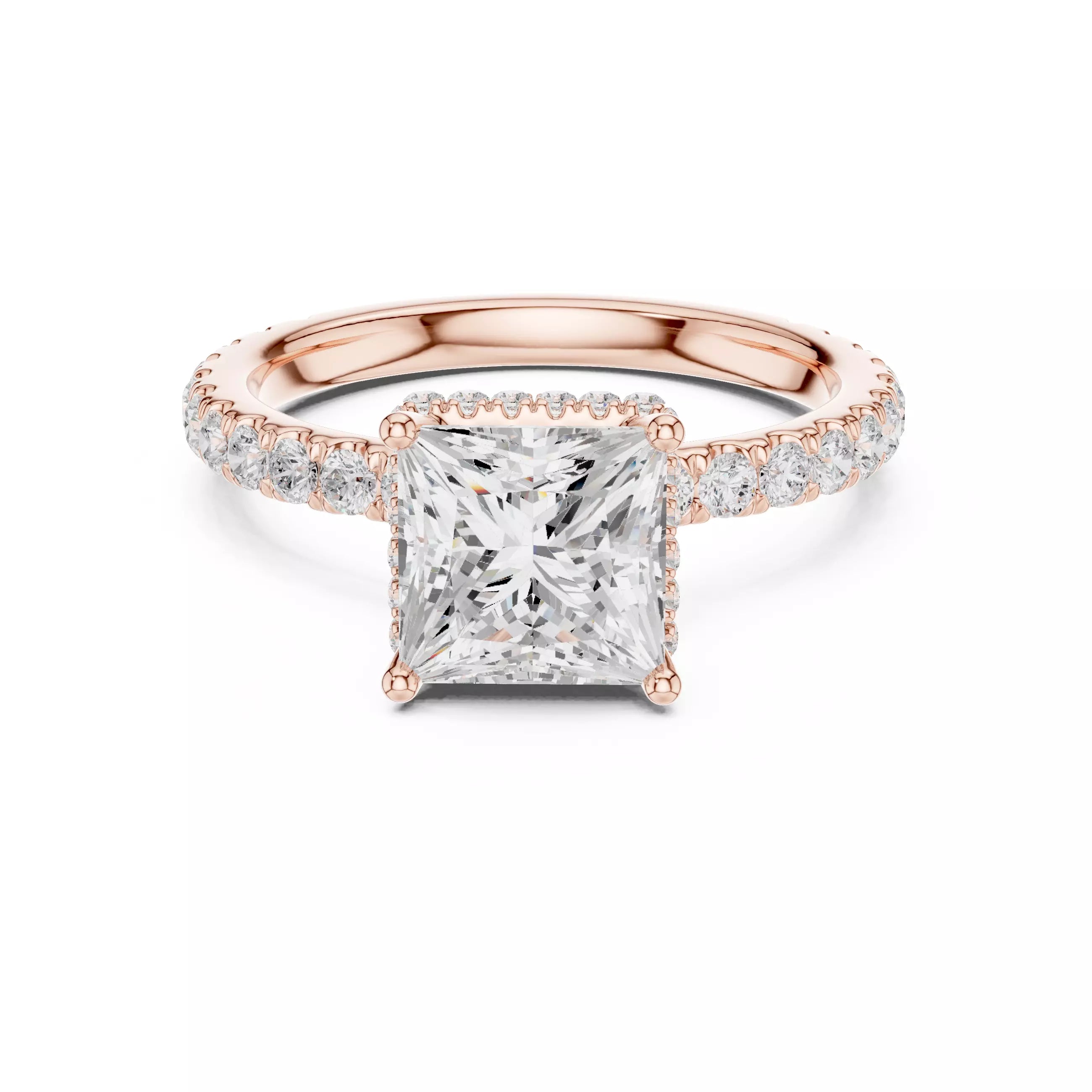 Pavé Solitaire Ring - Princess