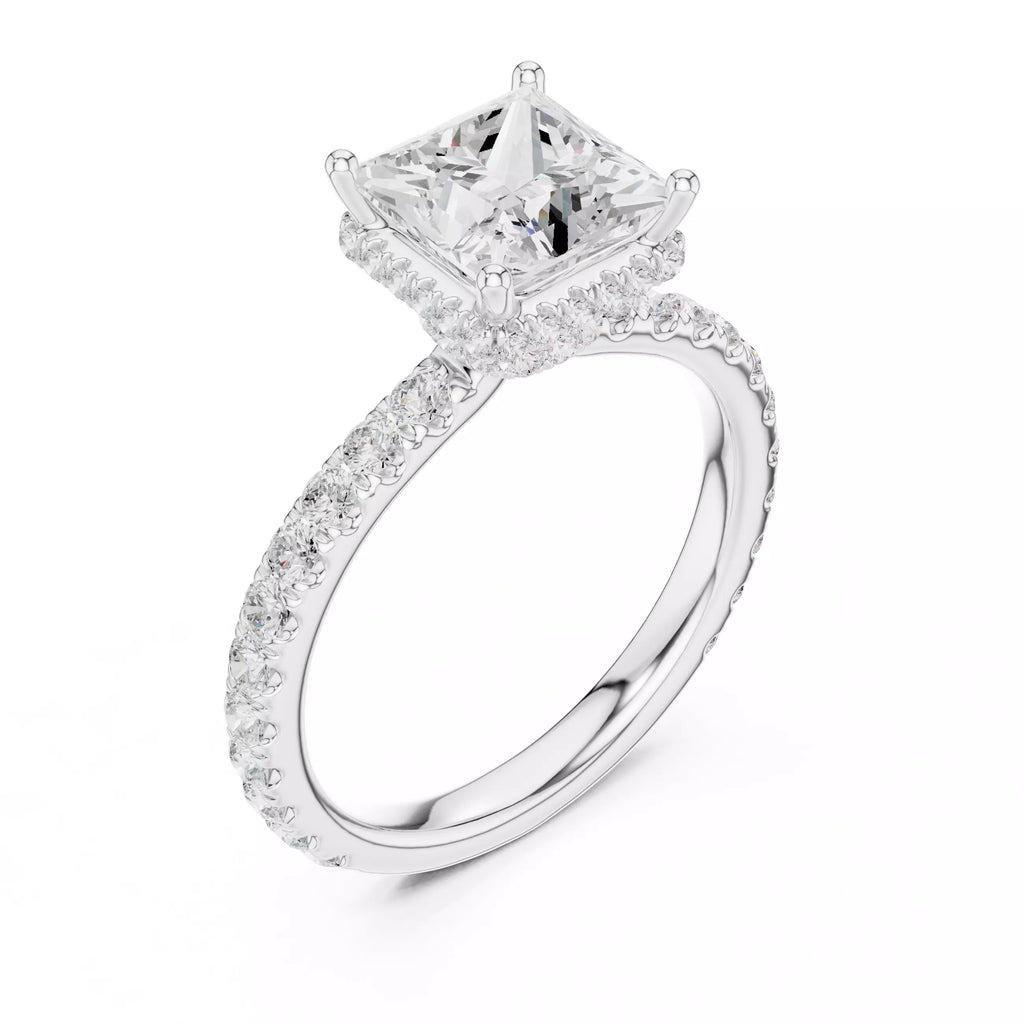 Pavé Solitaire Ring - Princess