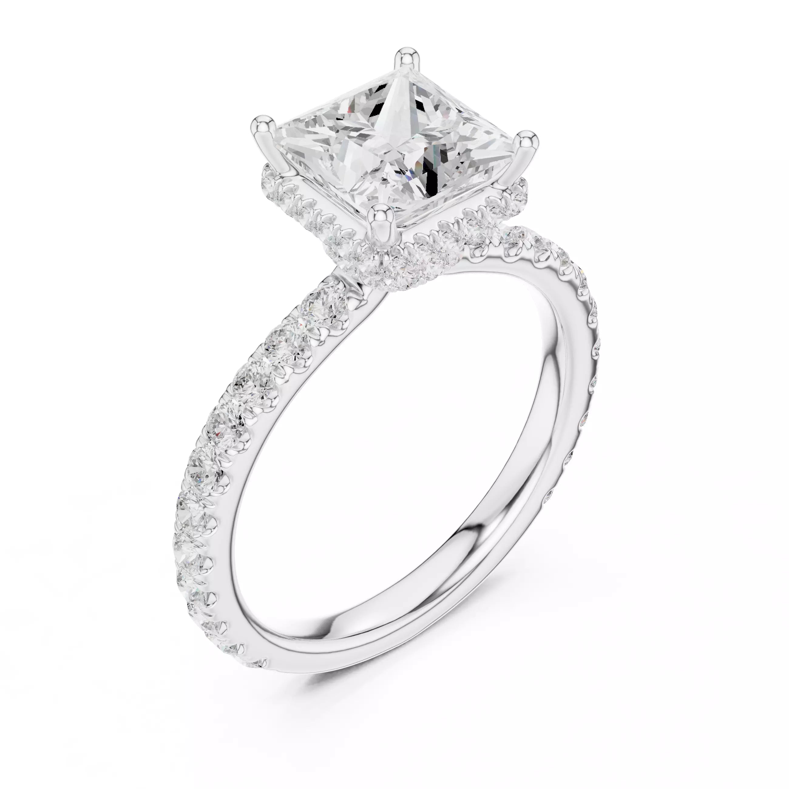 Pavé Solitaire Ring - Princess