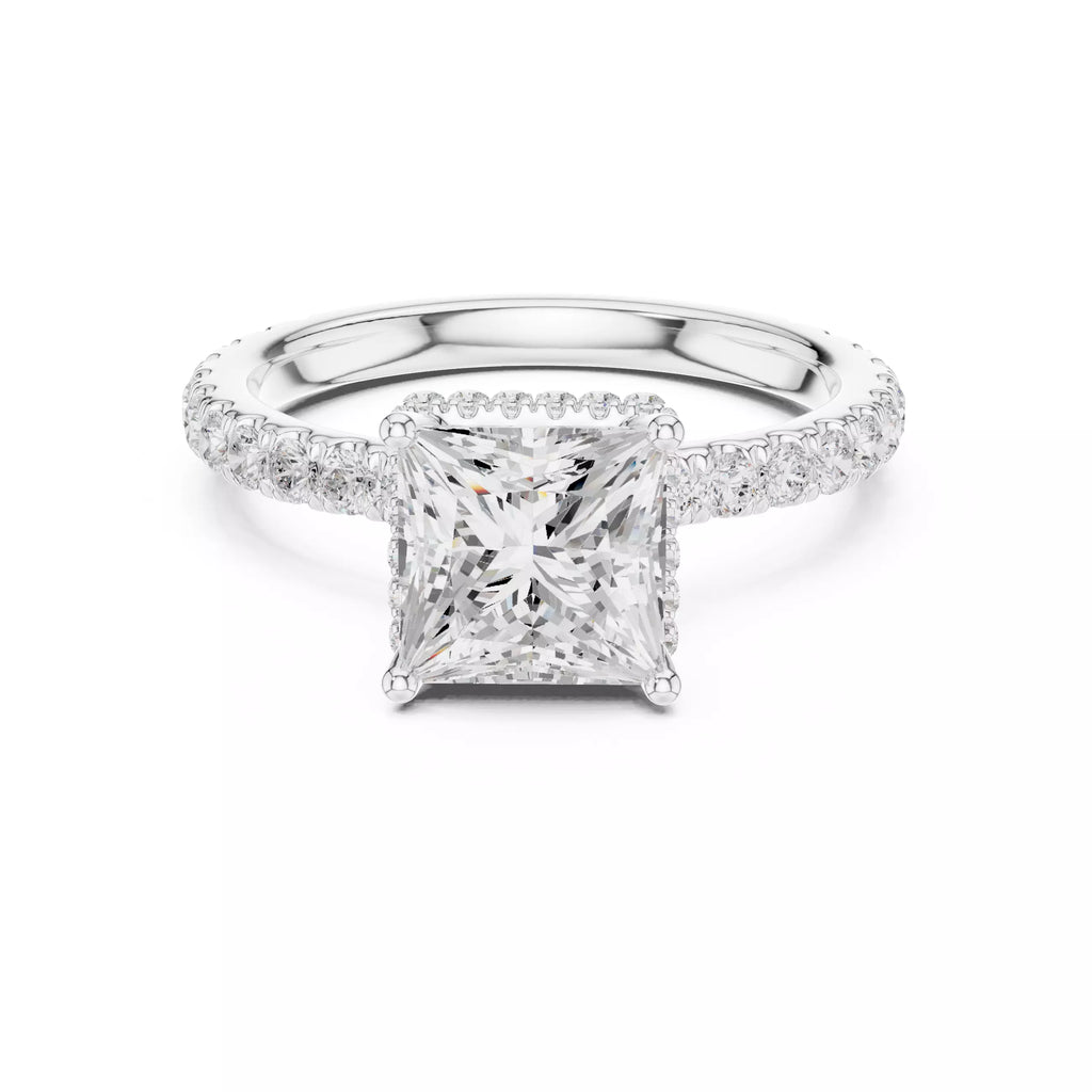 Pavé Solitaire Ring - Princess