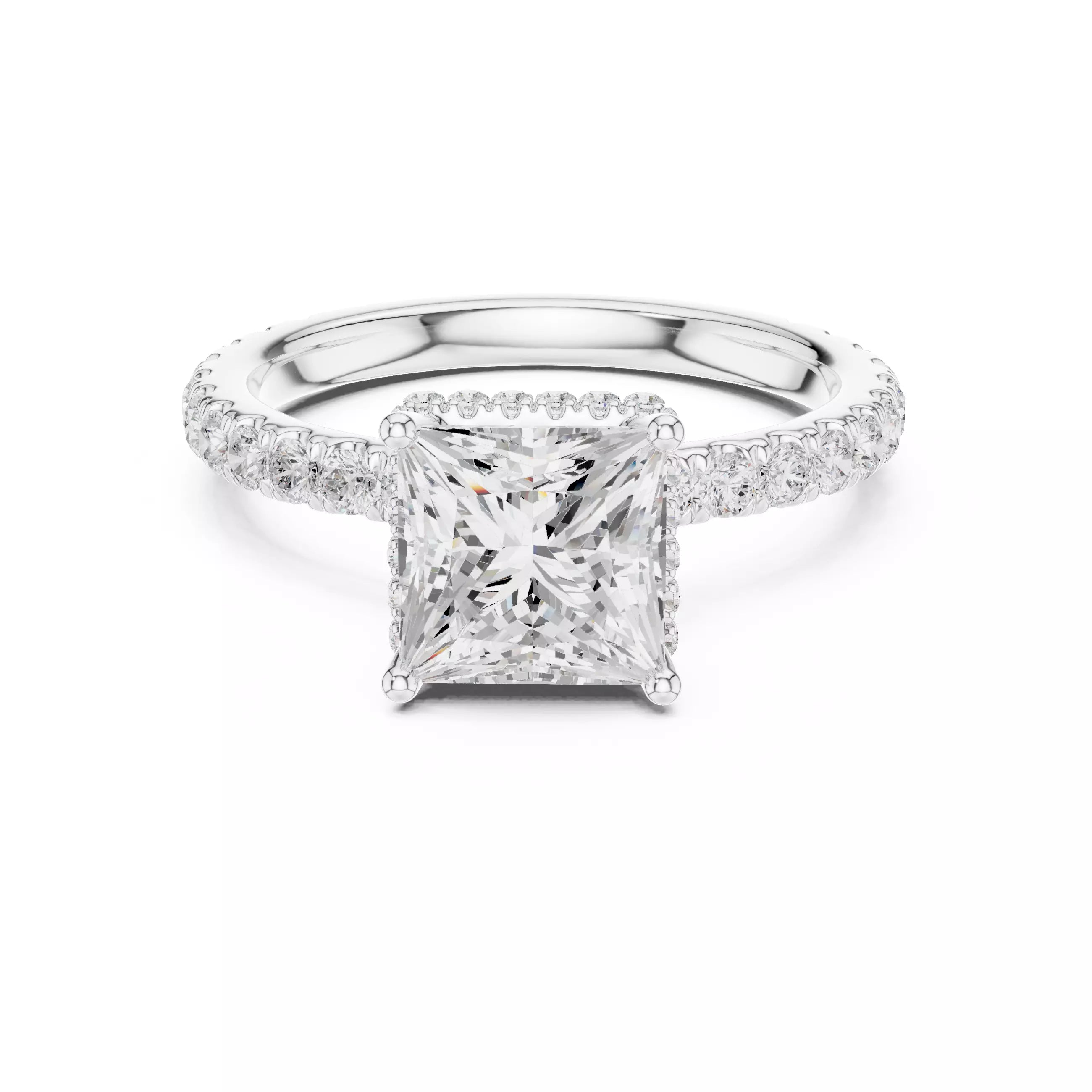Pavé Solitaire Ring - Princess