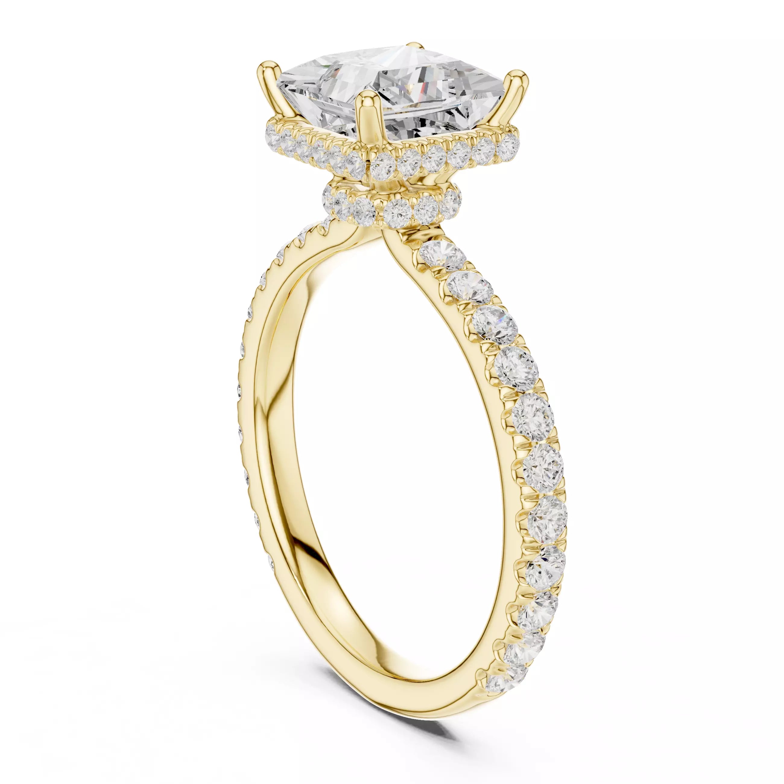 Pavé Solitaire Ring - Princess
