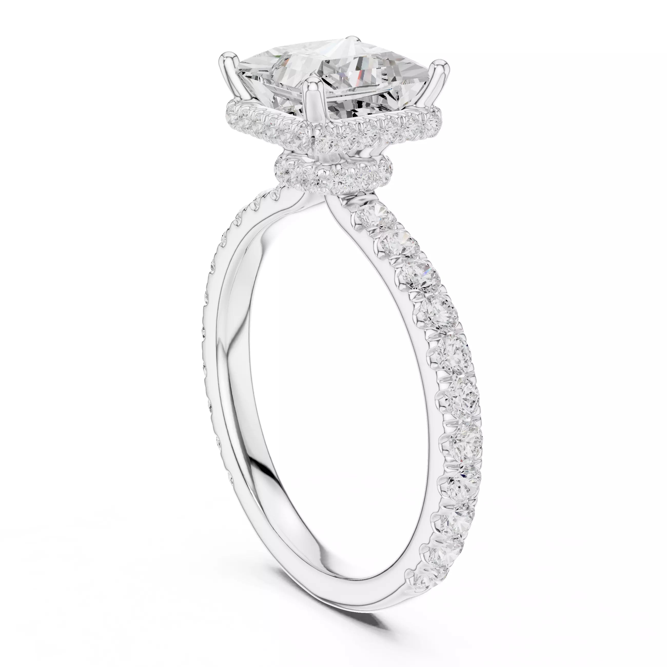 Pavé Solitaire Ring - Princess