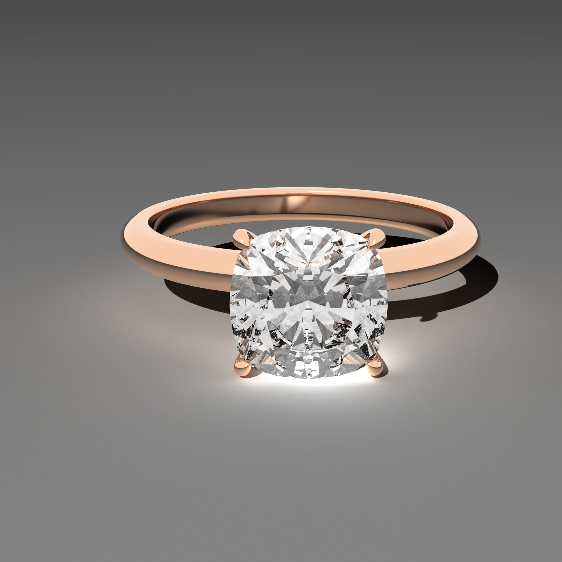 Minimal Solitaire Ring - Cushion