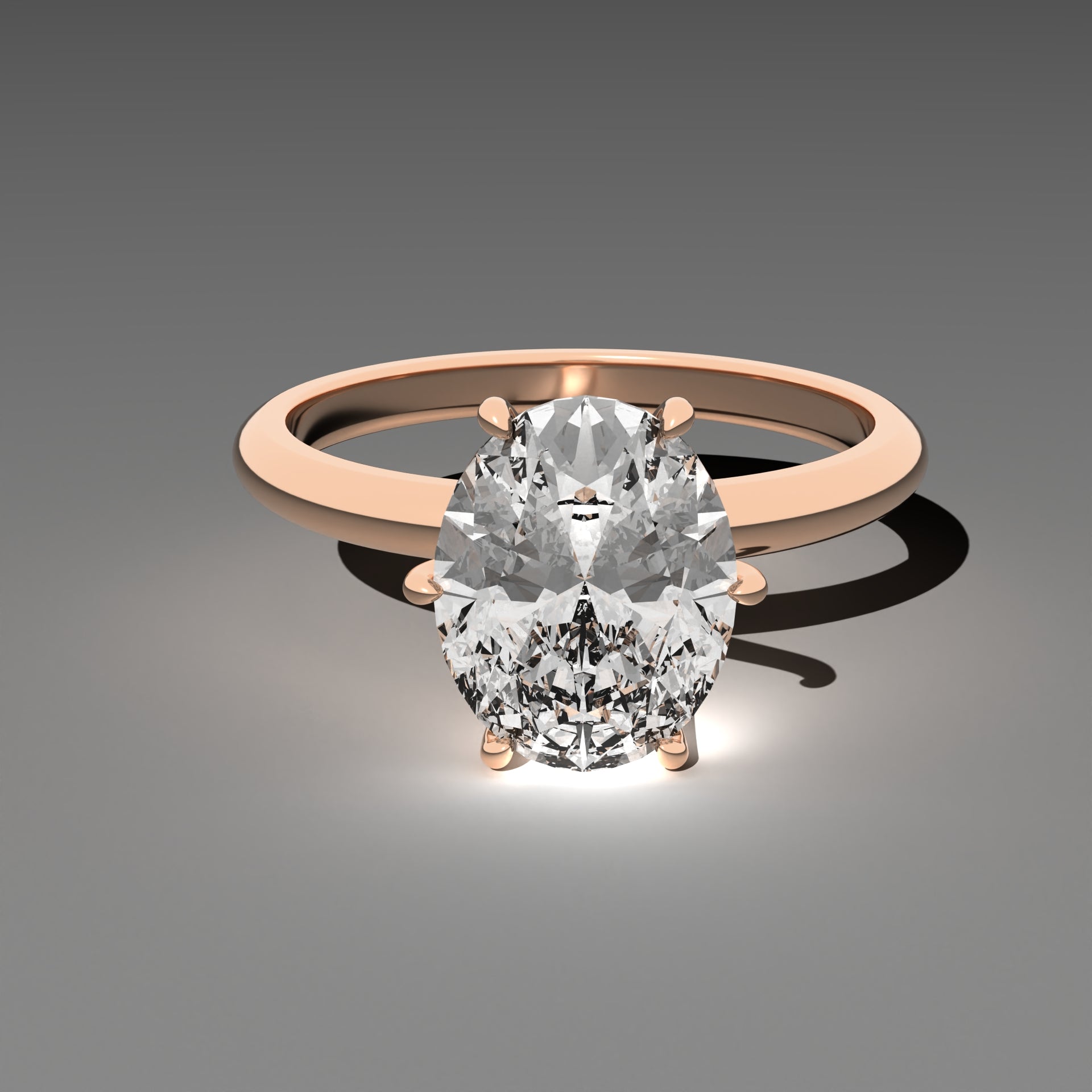 Minimal Solitaire Ring - Oval