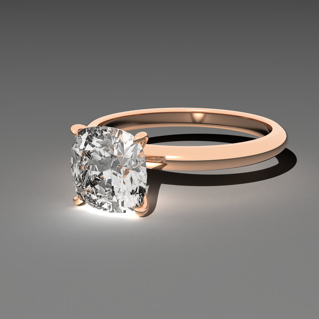 Minimal Solitaire Ring - Cushion
