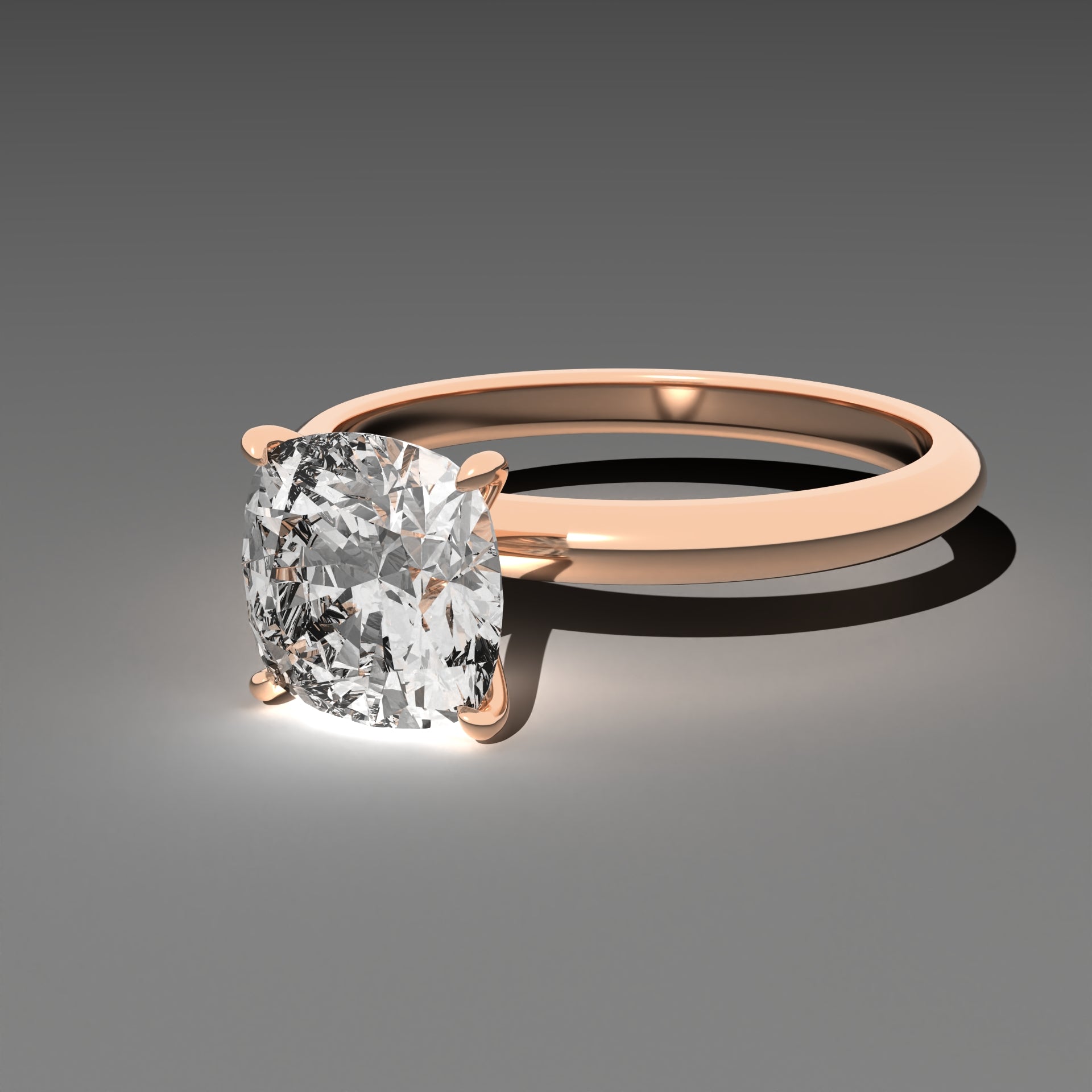 Minimal Solitaire Ring - Cushion