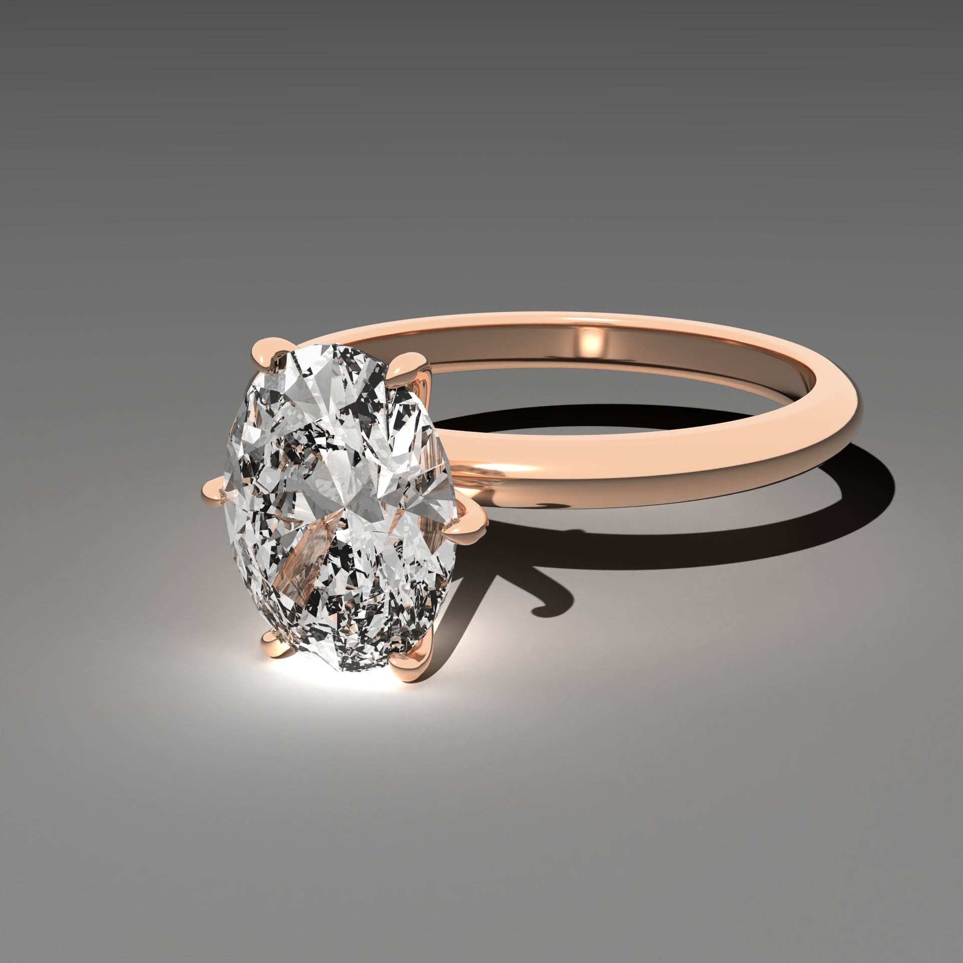 Minimal Solitaire Ring - Oval