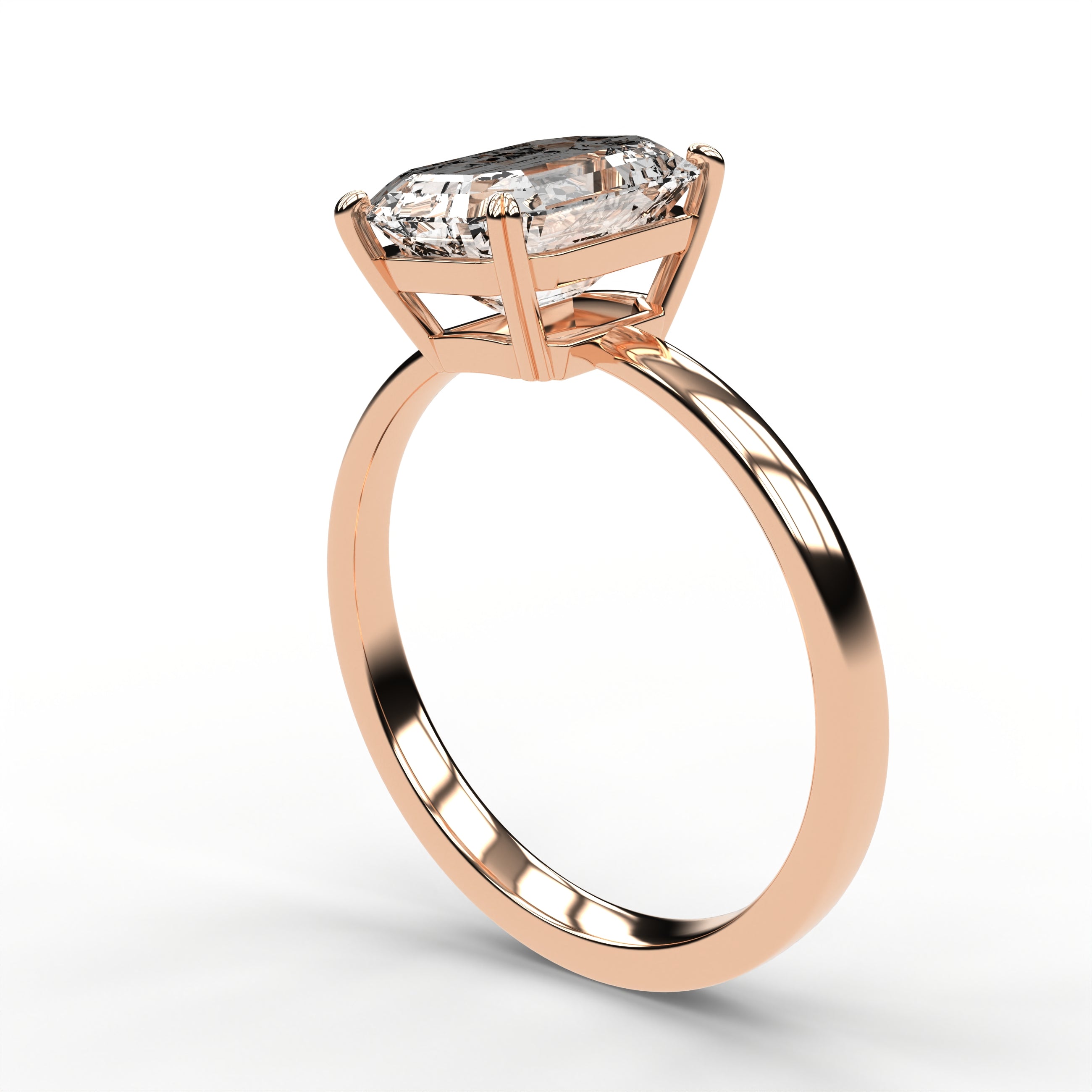 Classic Solitaire Ring - Emerald Cut