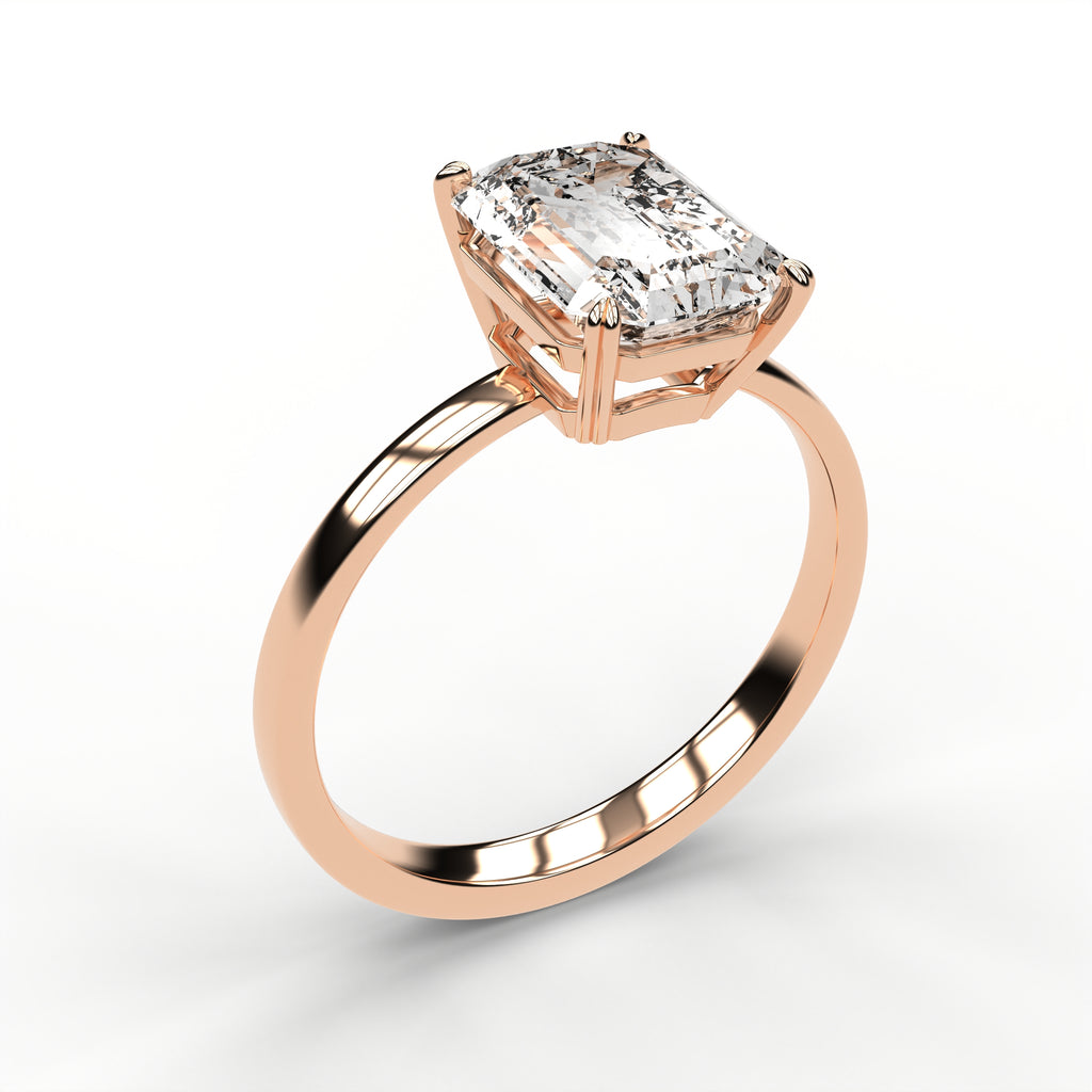 Classic Solitaire Ring - Emerald Cut