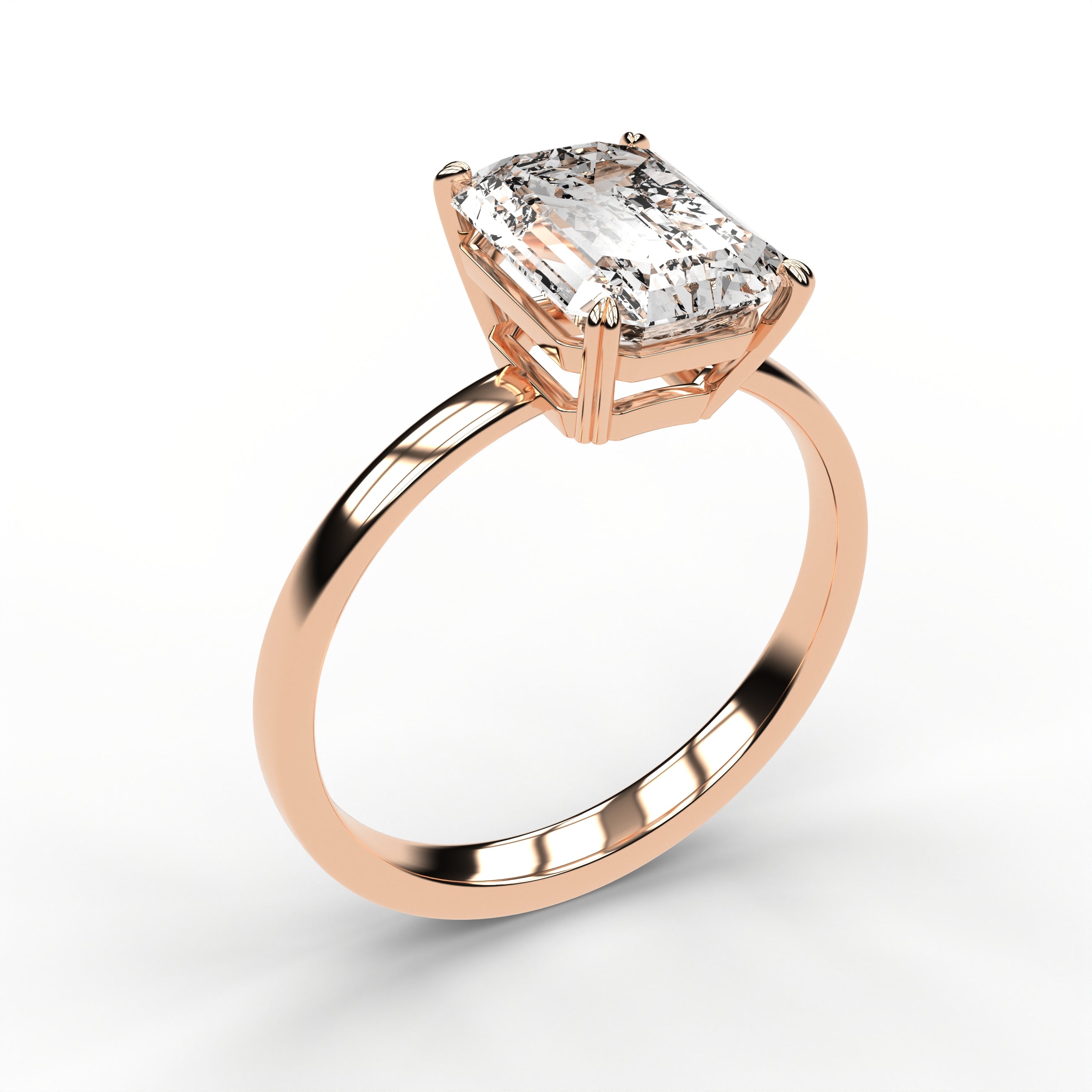 Classic Solitaire Ring - Emerald Cut