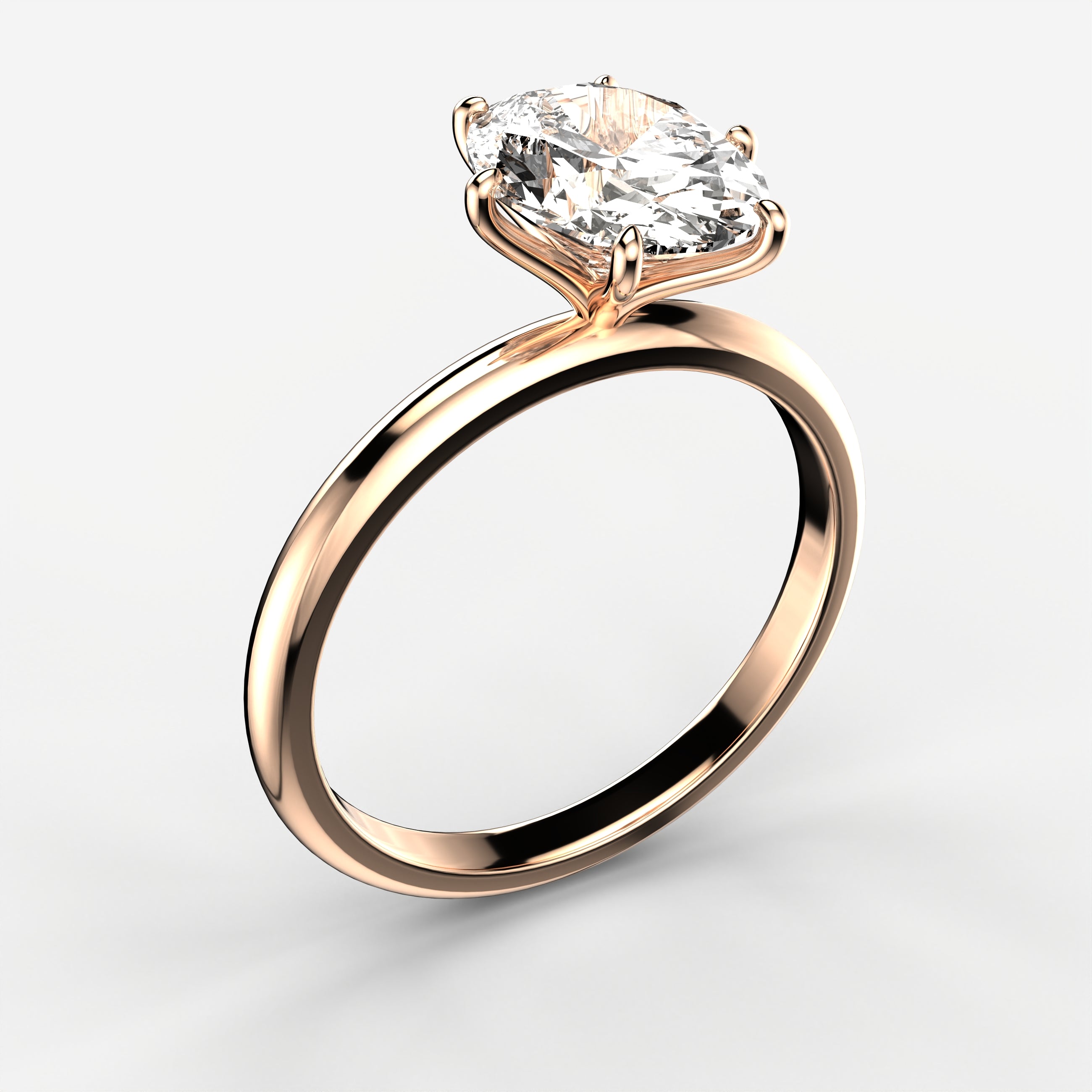 Minimal Solitaire Ring - Oval