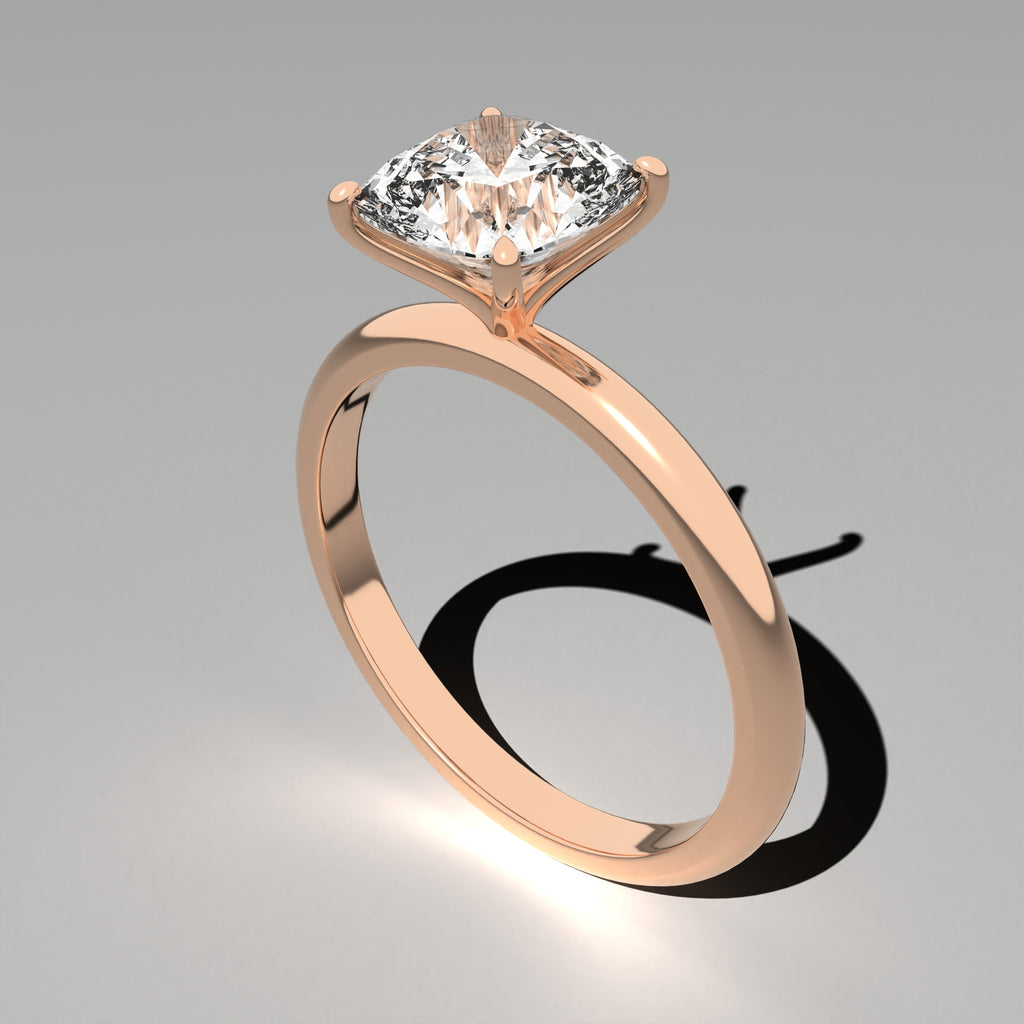 Minimal Solitaire Ring - Cushion
