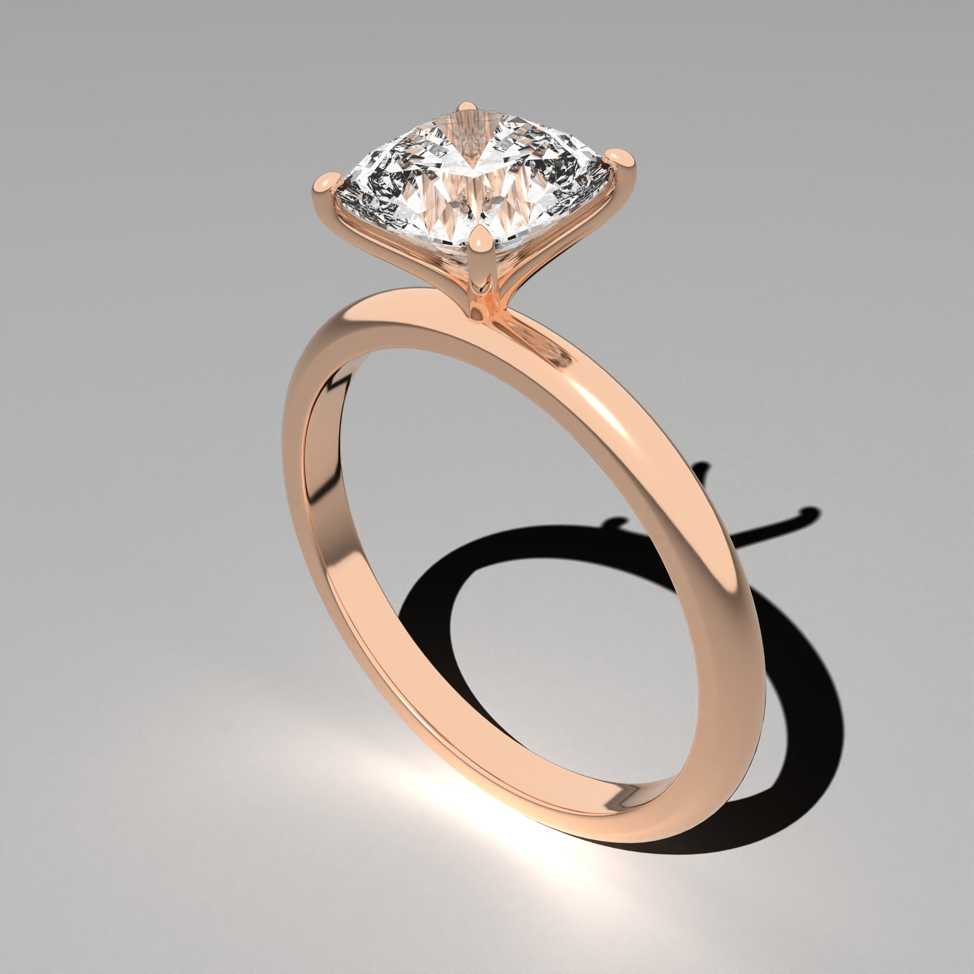 Minimal Solitaire Ring - Cushion