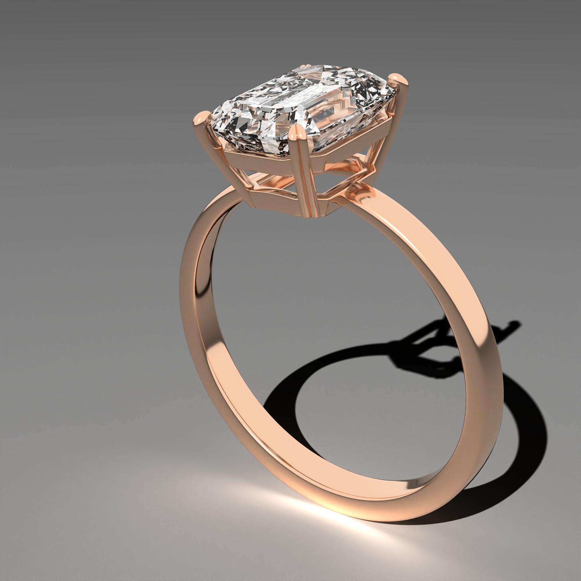 Classic Solitaire Ring - Emerald Cut